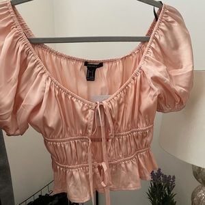 Forever21 silk pink crop top
